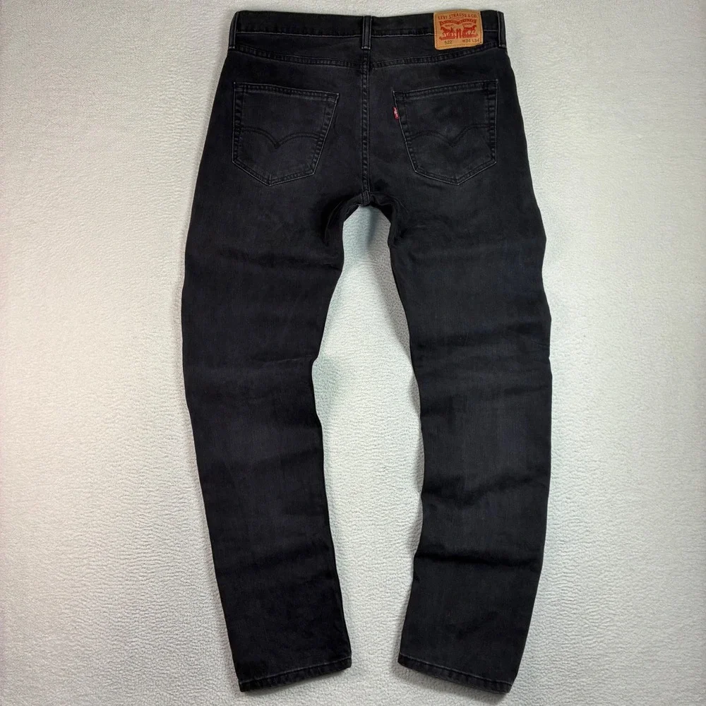 Levis 522 Slim Taper Jeans Men 34x34 Black Stretch Denim Casual Discontinued